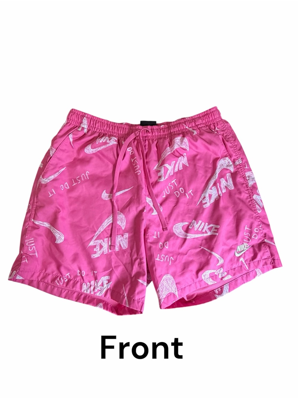 Nike Men’s Pink Allover Logo Athletic Shorts